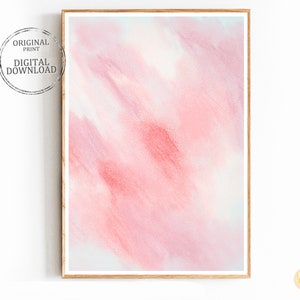 Pastel Pink Abstract Watercolor Print: Modern Neutral Wall art (Digital Download)