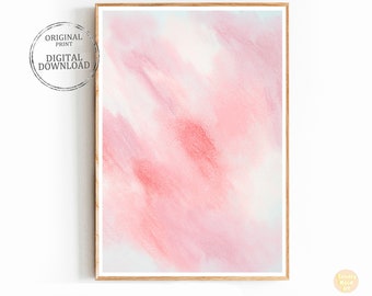 Pastel Pink Abstract Watercolor Print: Modern Neutral Wall art (Digital Download)