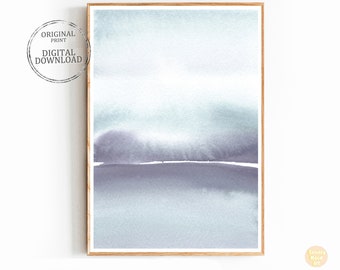 Pintura abstracta Impresión de arte de pared imprimible Cielo azul Arte moderno Póster imprimible Arte de pared grande, Decoración de pared bohemia Arte de pared Descarga digital