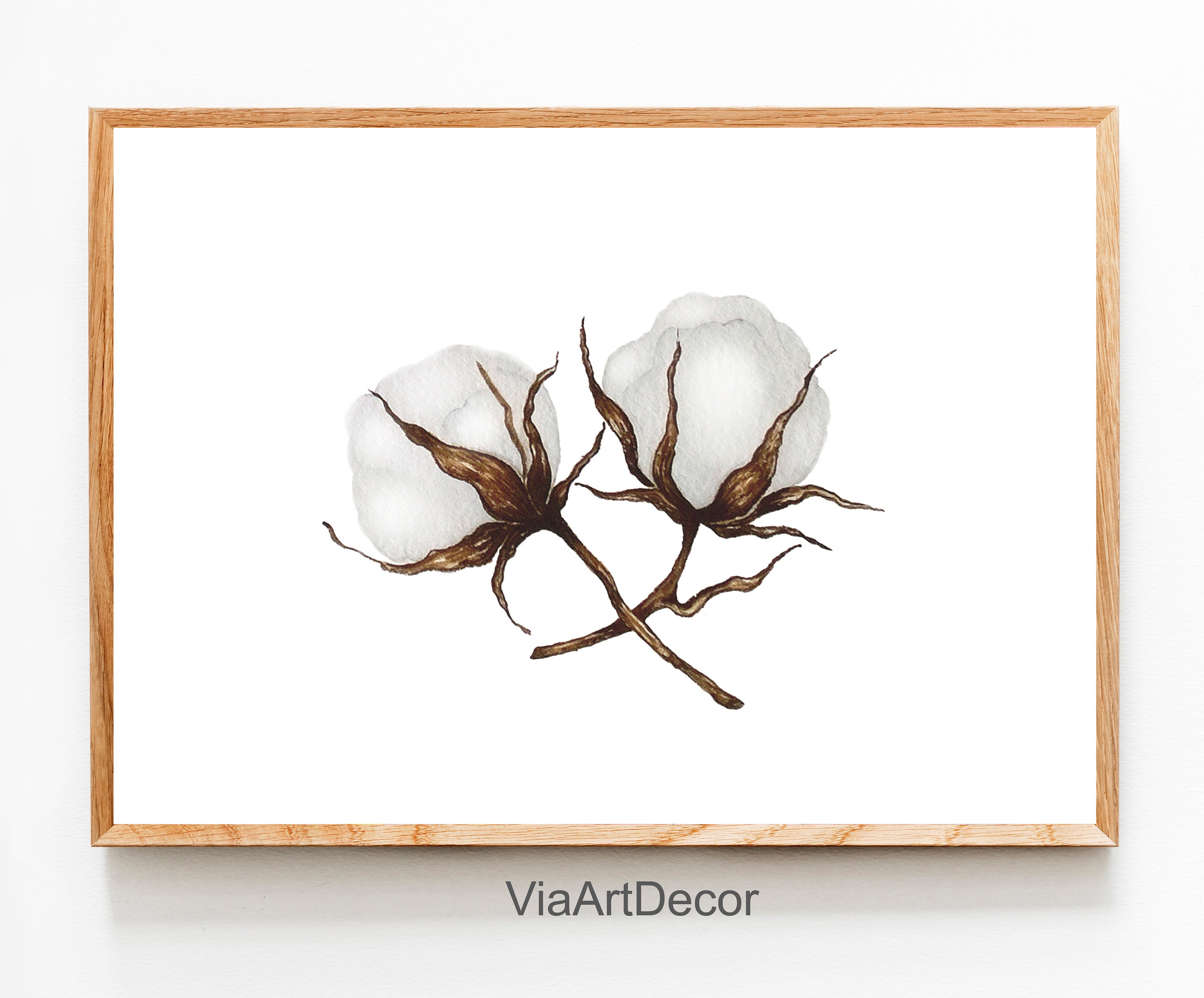 Set of 2 Cotton bolls Wall art Printable Rustic Farmhouse | Etsy