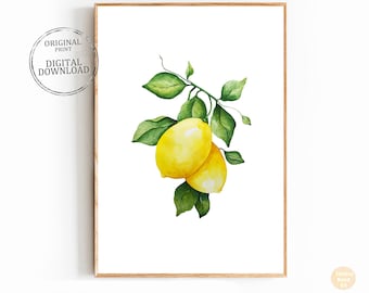 Botanical prints Printable poster Kitchen wall decor Farmhouse decor prints Large Wall art, Poster Art prints Lemon decor, Digital download