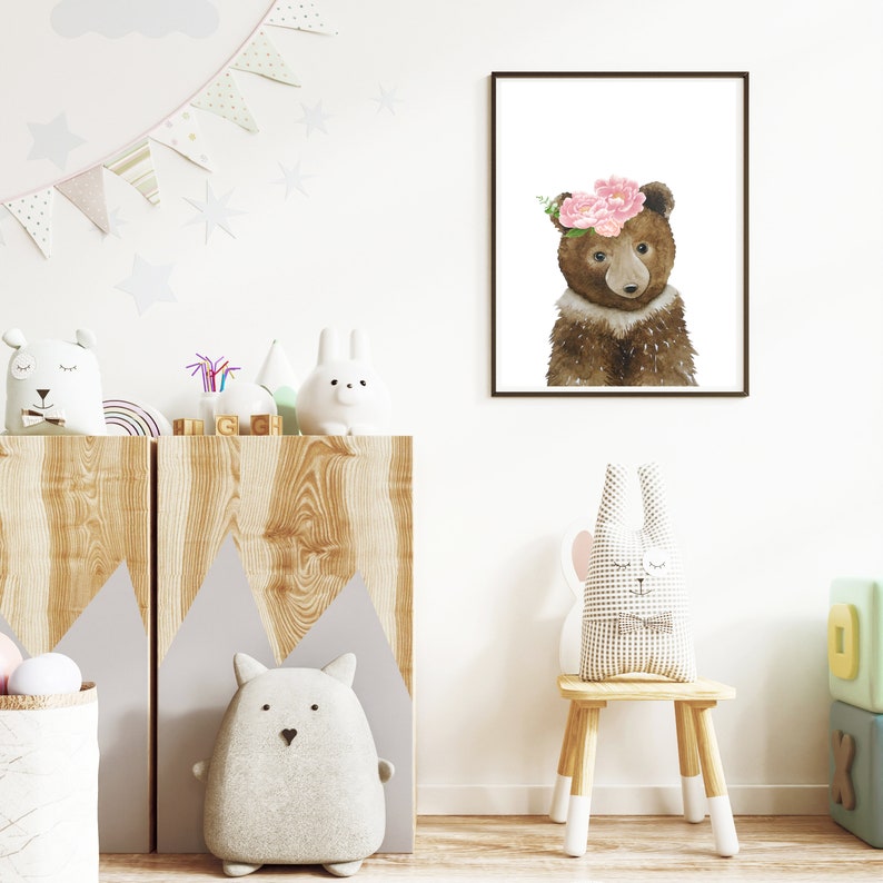 Baby Bear Print Nursery Wall Art Printable Forest Animals - Etsy