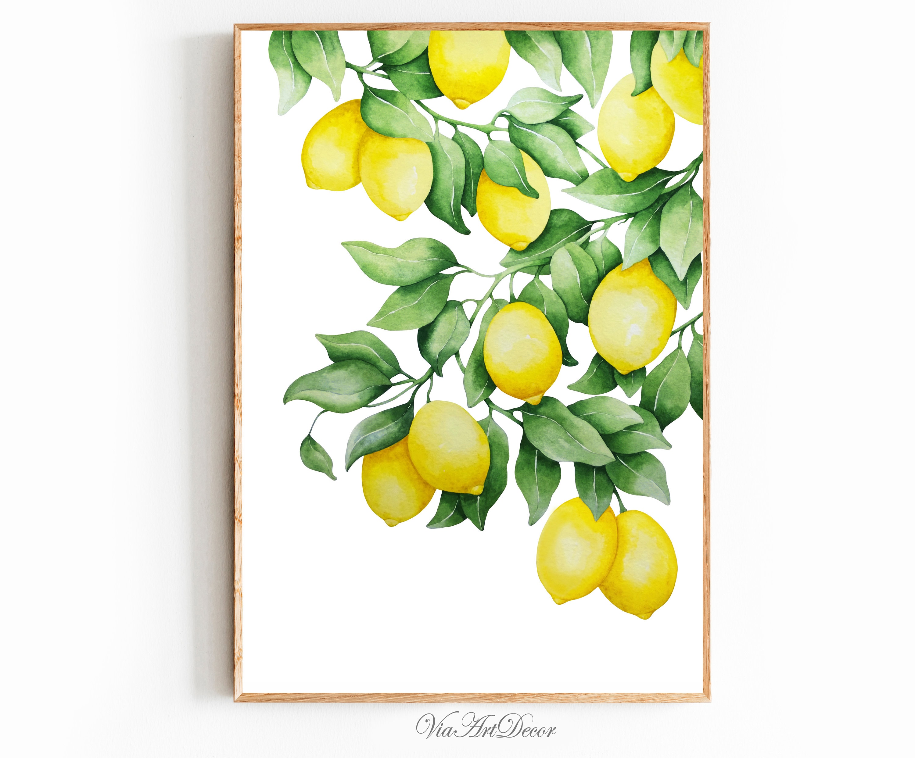 Lemons Print Watercolor Fruit Wall Art Printable Yellow Green - Etsy Canada