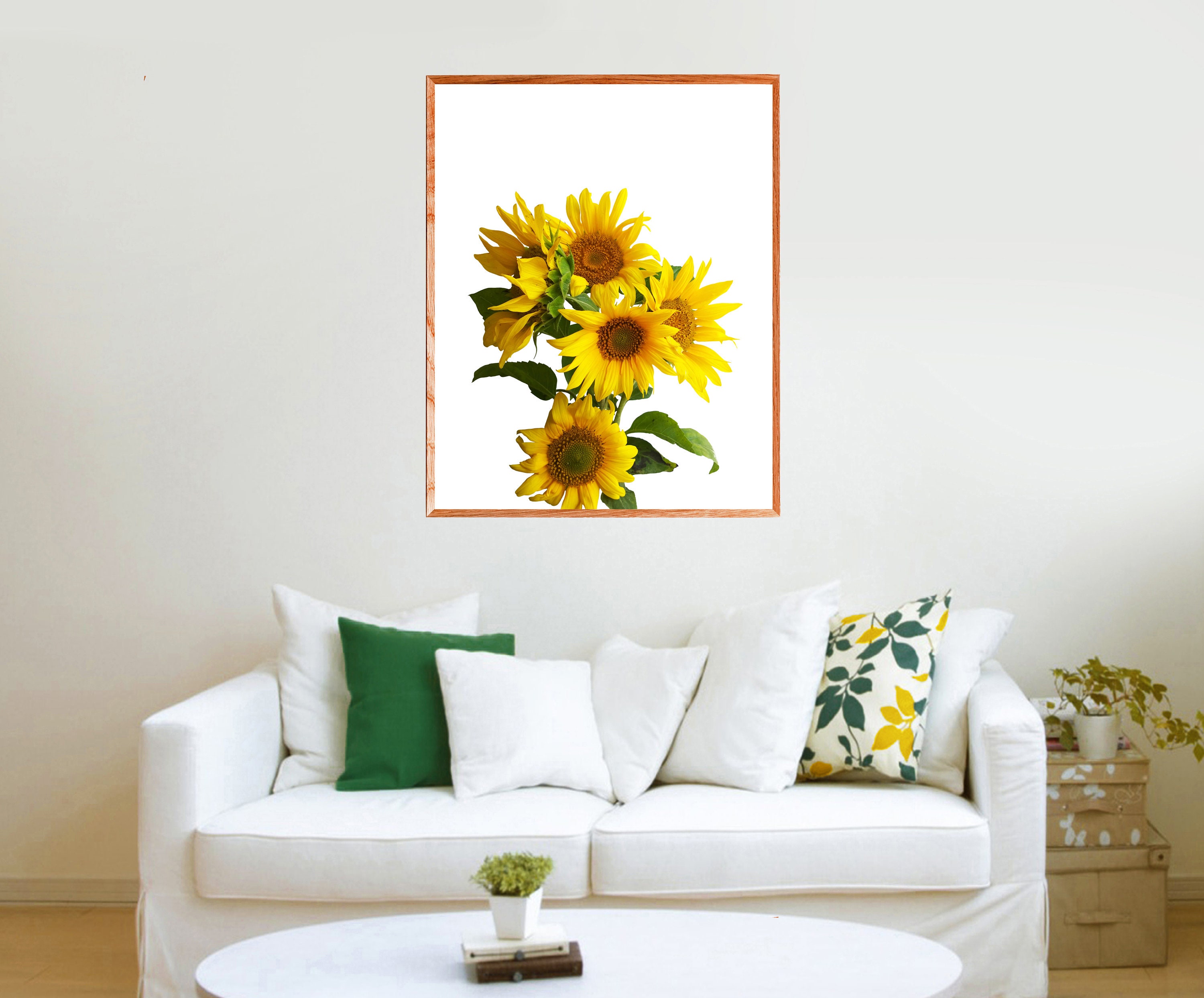 Sunflower print Botanical floral Wall art Printable yellow | Etsy