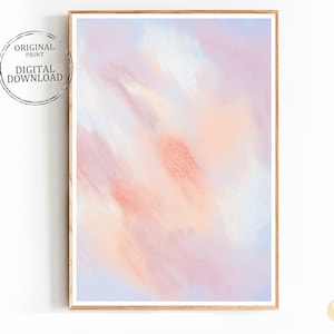 Abstract Wall art Printable Large scale print Watercolor pink blue purple Pastel art Neutral poster Above bed bedroom decor Digital download