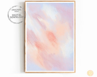 Abstract Watercolor Wall Art Print: Pink, Blue, Purple Pastel (Digital Download)
