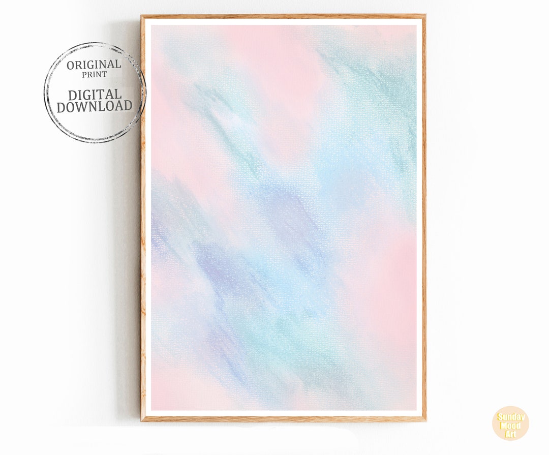 Pink and Blue Abstract Watercolor Print: Modern Pastel Wall Art ...