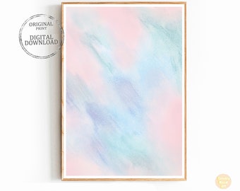 Pink and Blue Abstract Watercolor Print: Modern Pastel Wall Art (Digital Download)