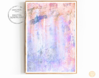 Abstract Watercolor Wall Art Print: Pastel Pink & Blue Decor (Digital Download)
