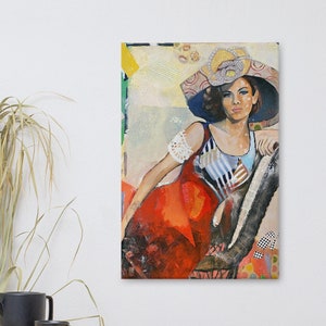 Colorful Mixed Media Painting &quot;Summer Time&quot; Original Artwork Fine Art Canvas Print - Cozy Home Decor Wall Art - Gift for Her - Gift for Him