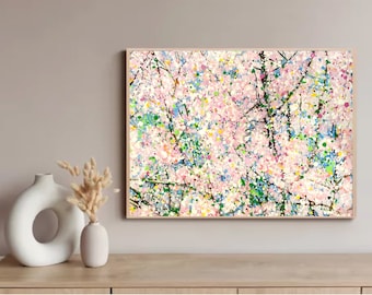 Acrylic Painting "Remembering Spring" - Cute Original Artwork Fine Art Canvas Print - Cozy Home Decor Wall Art - Gift for Her - Gift for Him