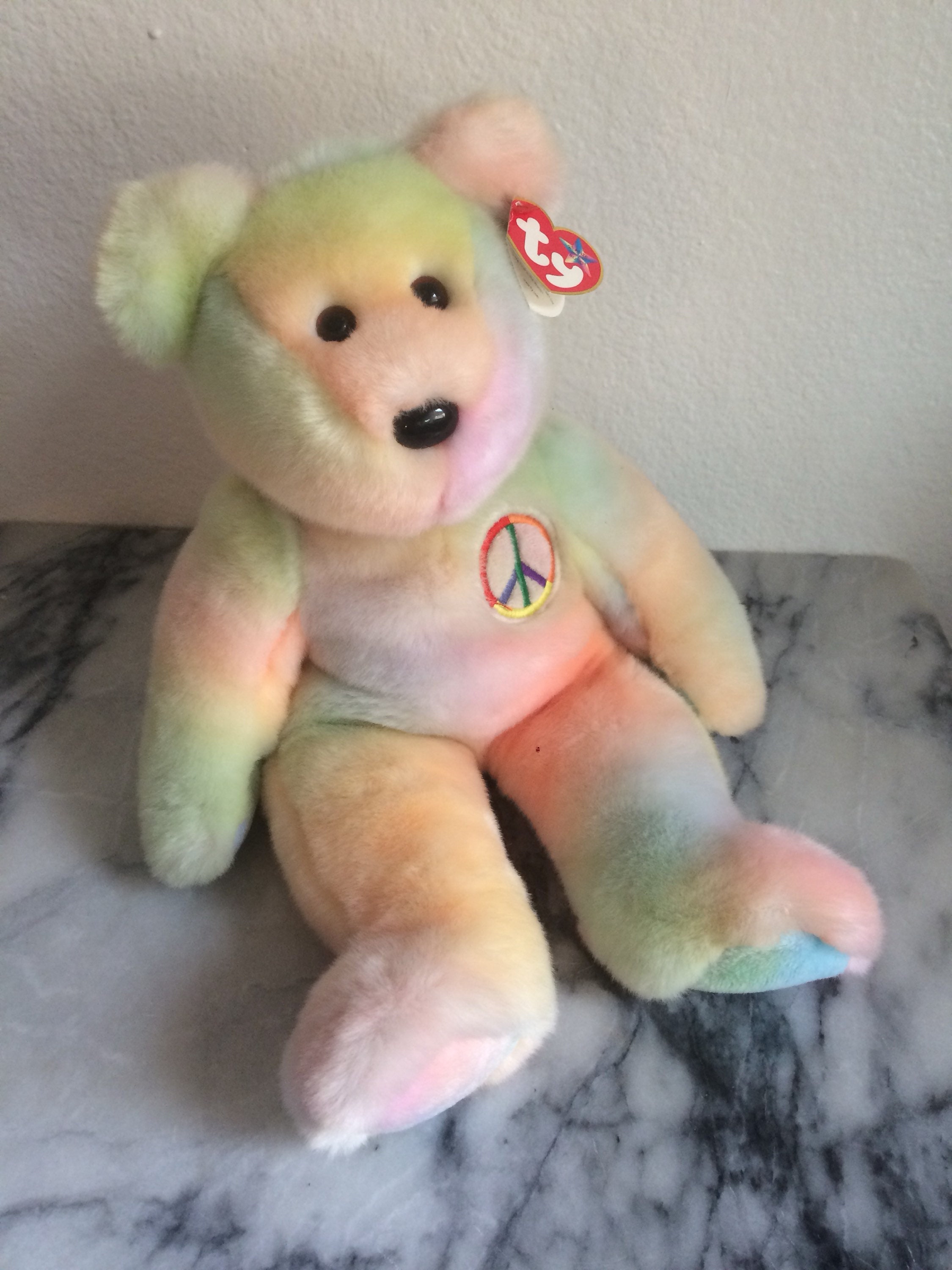 Beanie Babies Large Peace Bear Plush Etsy
