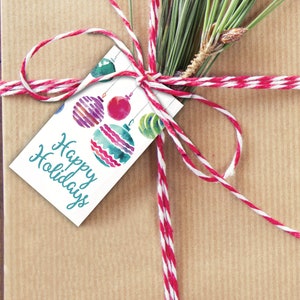 Ornaments Happy Holidays, Christmas Gift Tag, Set of 10