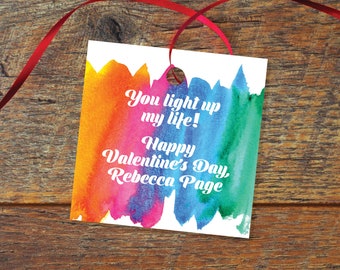 You Light Up My Life Personalized Valentine's Day 2.5 inch square Gift Tag