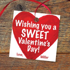 Wishing You a Sweet Valentine&#39;s Day Personalized Valentine&#39;s Day 2.5 inch square Gift Tag