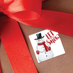 Snowman Let it Snow, Christmas Gift Sticker, Set of 12