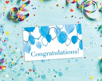 Blue Balloons Congratulations Gift Tag 3.5" x 2"