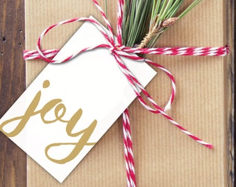 Joy (in gold), Christmas Gift Tag, Set of 10