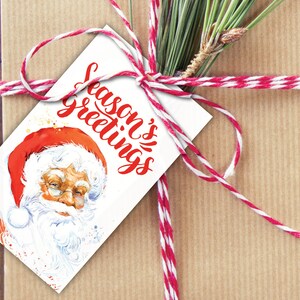 Santa Season&#39;s Greetings, Christmas Gift Tag, Set of 10