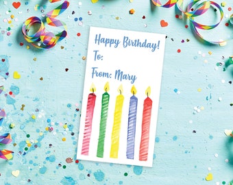 Birthday Candles Personalized Happy Birthday Rectangular Stickers 2" x 3.5"