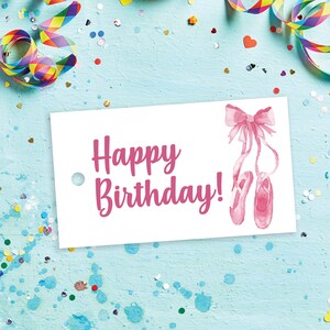 Ballet Slippers Happy Birthday Gift Tag 3.5&quot; x 2&quot;, set of 10