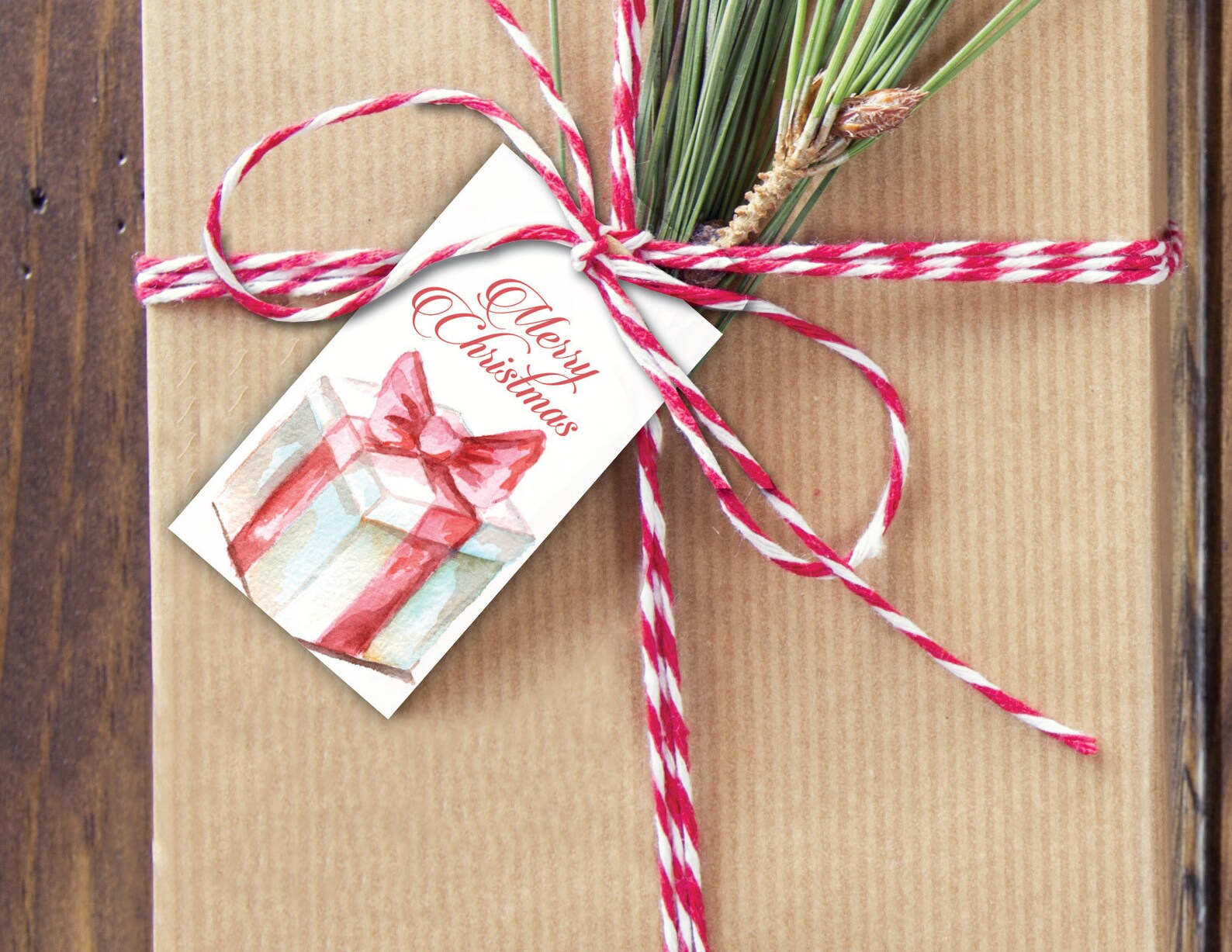 Present with red bow Christmas Gift Tag Set of 10 | Etsy