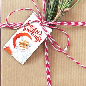 Santa Season&#39;s Greetings, Christmas Gift Tag, Set of 10