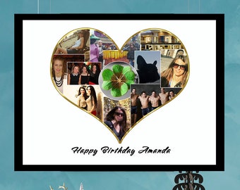 Personalized Family Heart Photo Collage, Custom Family Heart Print, Christmas Present - Personalized Gift for Wife Husband Mom Dad