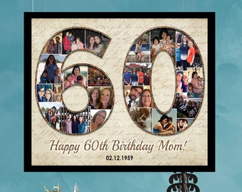 60th Birthday Collage, 60th Anniversary Photo Collage, Sixty Birthday Gift, 60th Anniversary Gift, 60th gifts for him / gifts for her  .PDF