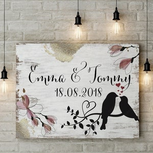 Canvas For Couple, Personalized Canvas, Custom Couple Name Wall Art ,  Valentines Day Gift For Couple, Anniversary Home Decor, Wedding Gift