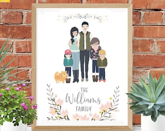 Custom Family Portrait | Couple Illustration | Personalized Wedding | Couples Custom Portrait | Illustration Pet | Bride Groom Illustration