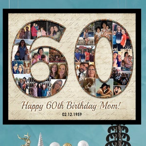 60th Birthday Collage, 60th Anniversary Photo Collage, Sixty Birthday Gift, 60th Anniversary Gift, 60th gifts for him / gifts for her  .PDF
