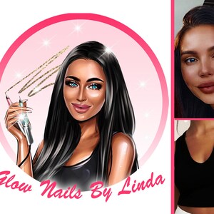 Custom Cartoon Logo, Cartoon Portrait for Your Business Logo, Portrait Custom Avatar, Nail Designer Logo, Beauty Salon Logo
