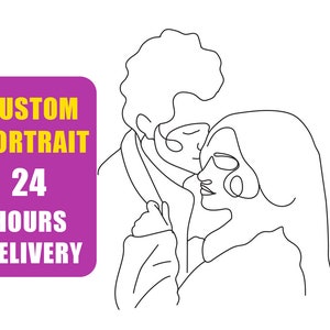 Personalised Line Drawing Portrait, line drawing from photo, Family Line Art Portrait, Newborn Gift, Gift for new parents, 1st Birthday