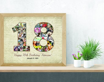 18th Birthday Photo Collage Print / digital print / gifts for him / gifts for her / personalised / Photo Collage gifts