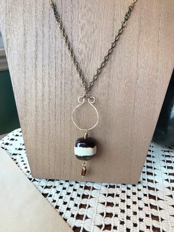 Large Boho Pendant Boho Chic Pendant Hammered Pendant Statement Pendant