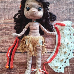 Island Girl Crochet Doll, Handmade Amigurumi Toy, Polynesian Princess Inspired Gift, Tropical Girl Toy for Kids