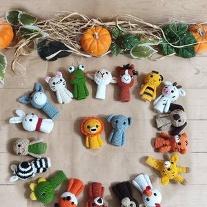 Farm, Wild and Ocean Animal Finger Puppets, Handmade Amigurumi Crochet Set, Montessori Toys for Kids and Toddlers