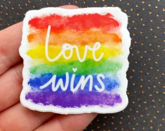 Love Wins LGBTQ+ Pride Sticker | Rainbow Laptop Waterbottle Decal Decoration