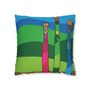 Paisaje de Reyes Magos Square Pillow Case Spun Polyester image 1