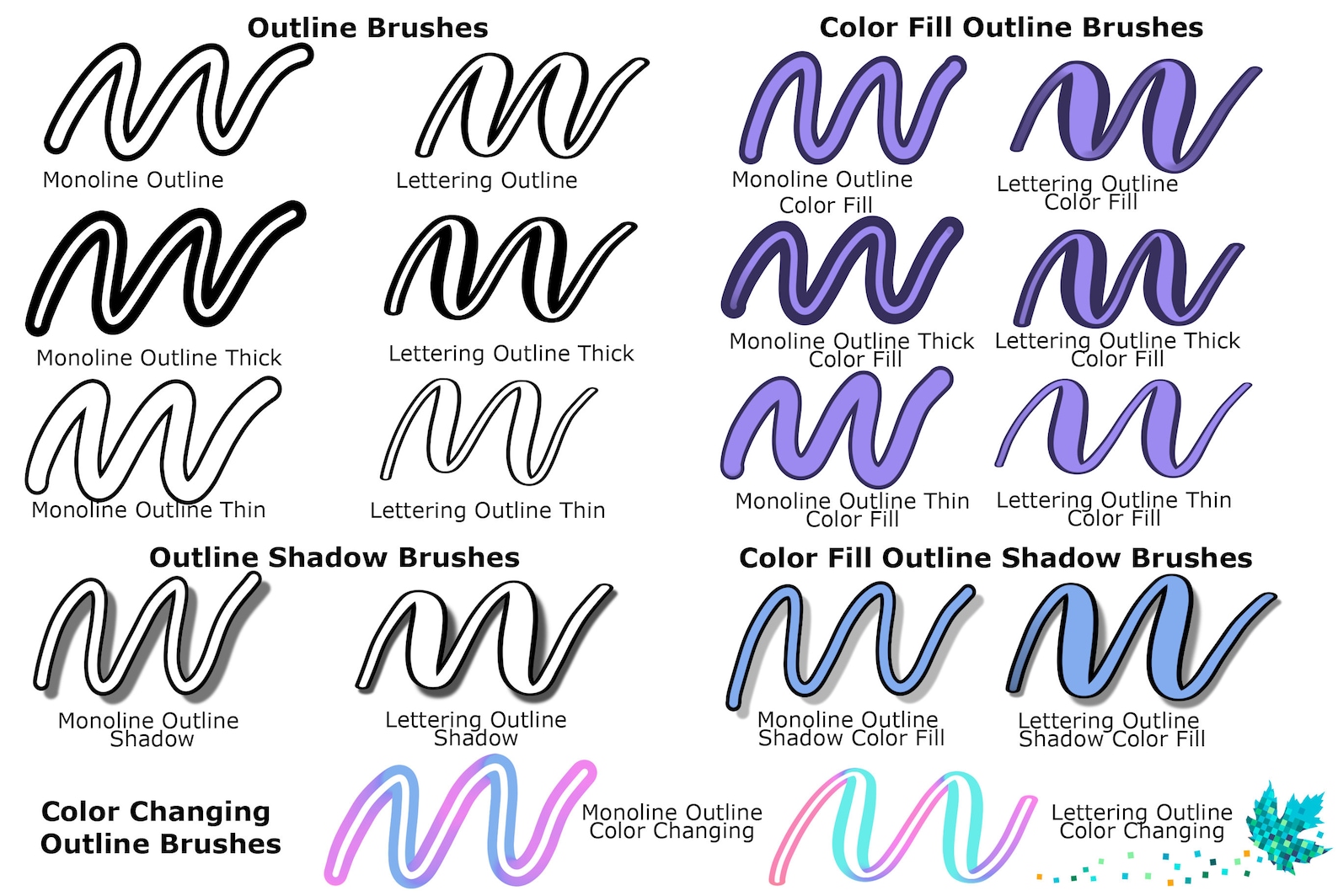 Procreate Outline Brushes Outline brush Procreate Lettering Etsy