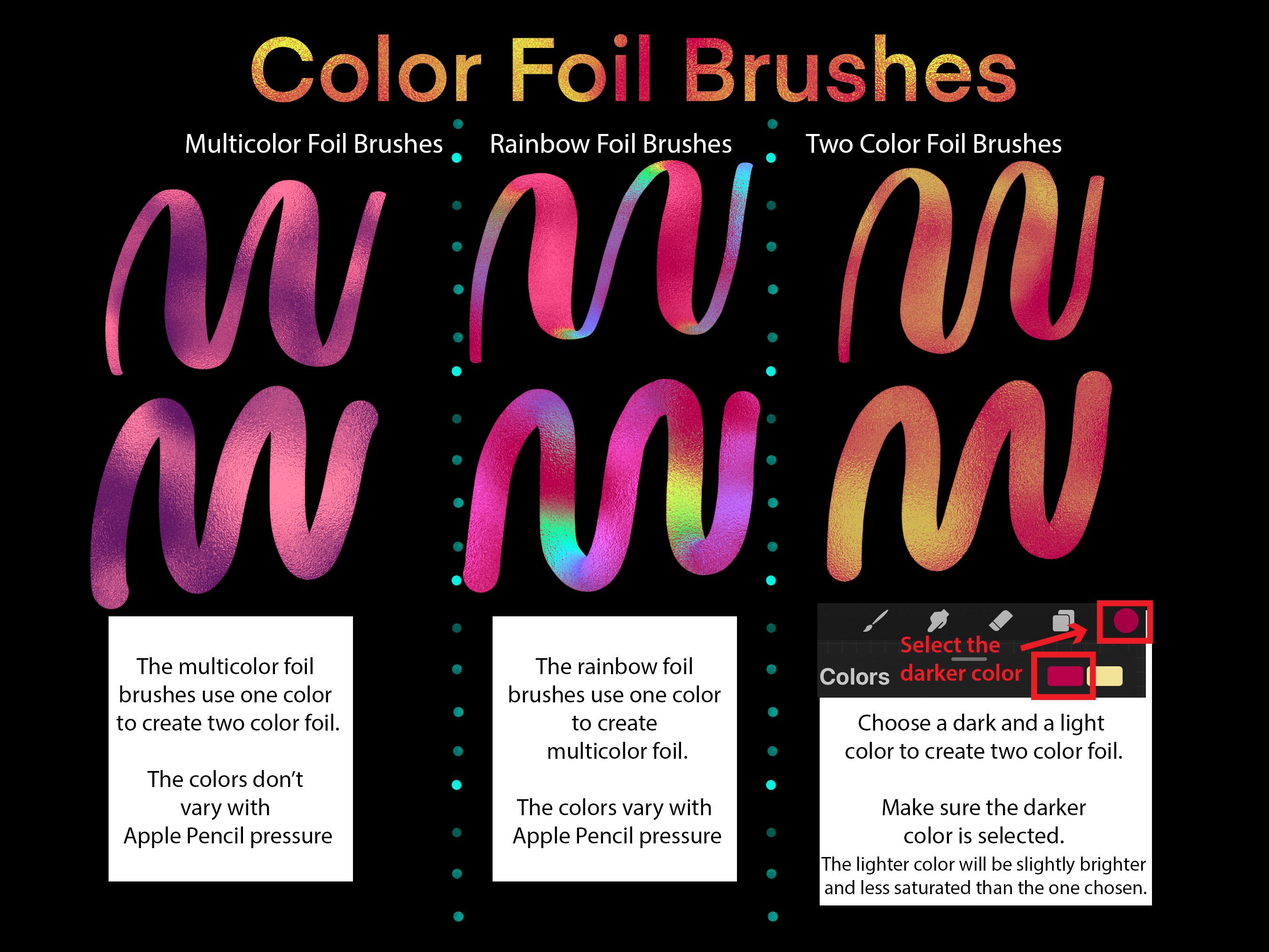 Procreate Foil Brushes, Foil Brush Set, Metallic Brushes, Lettering ...
