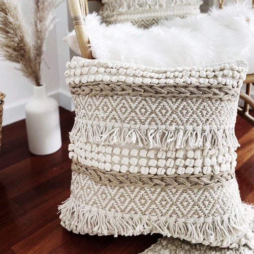 Boho Throw Pillow Cover Handwoven Bohemian Pillow Cover Etsy