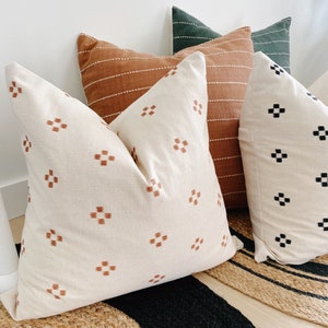 Throw Pillow Cover, Rust Taupe Peach Pillow, Modern Farmhouse Pillow, Boho Pillow, Decorative Soft Cotton Pillow, Bohemian Sofa Pillow