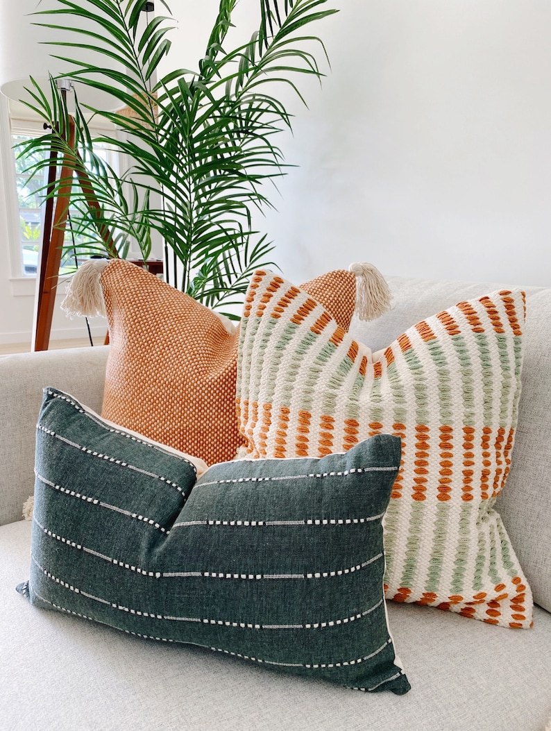 Emerald Green Pillow Boho Throw Pillow Cover Pastel Spring - Etsy