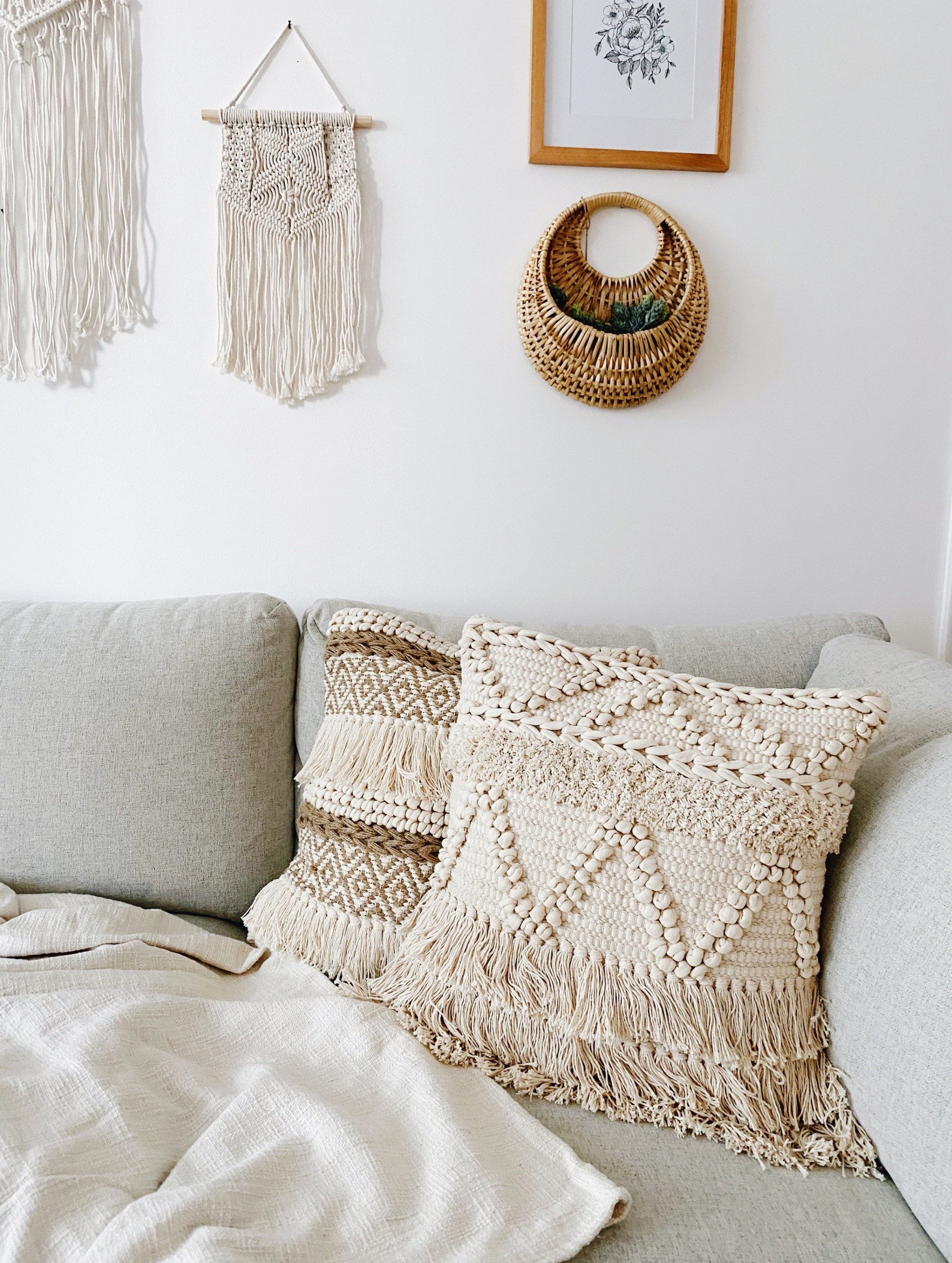 Bohemian Pillow Cover Bohemian Fringe Pillow Boho Throw Etsy