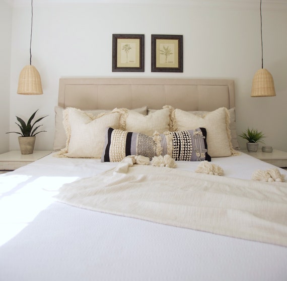 Neutral Bed Pillow Combo, Set4 Throw Pillows, Farmhouse Pillows