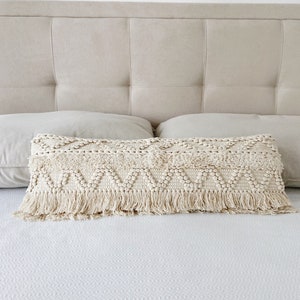 Oversized Pom Pom Lumbar Pillow Cover  Textured Lumbar Pillow, Skinny  Pillow, Extra Long Lumbar