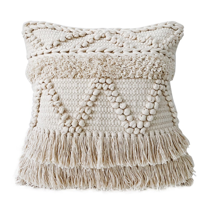 Bohemian Pillow Cover Bohemian Fringe Pillow Boho Throw Etsy