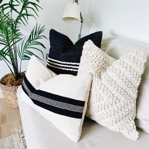 Throw Pillows, Set3 Pillows, Pillows Combo, Black and Neutral Sofa Pillow Combination, Boho Textured Pillows, Farmhouse Pillow Covers